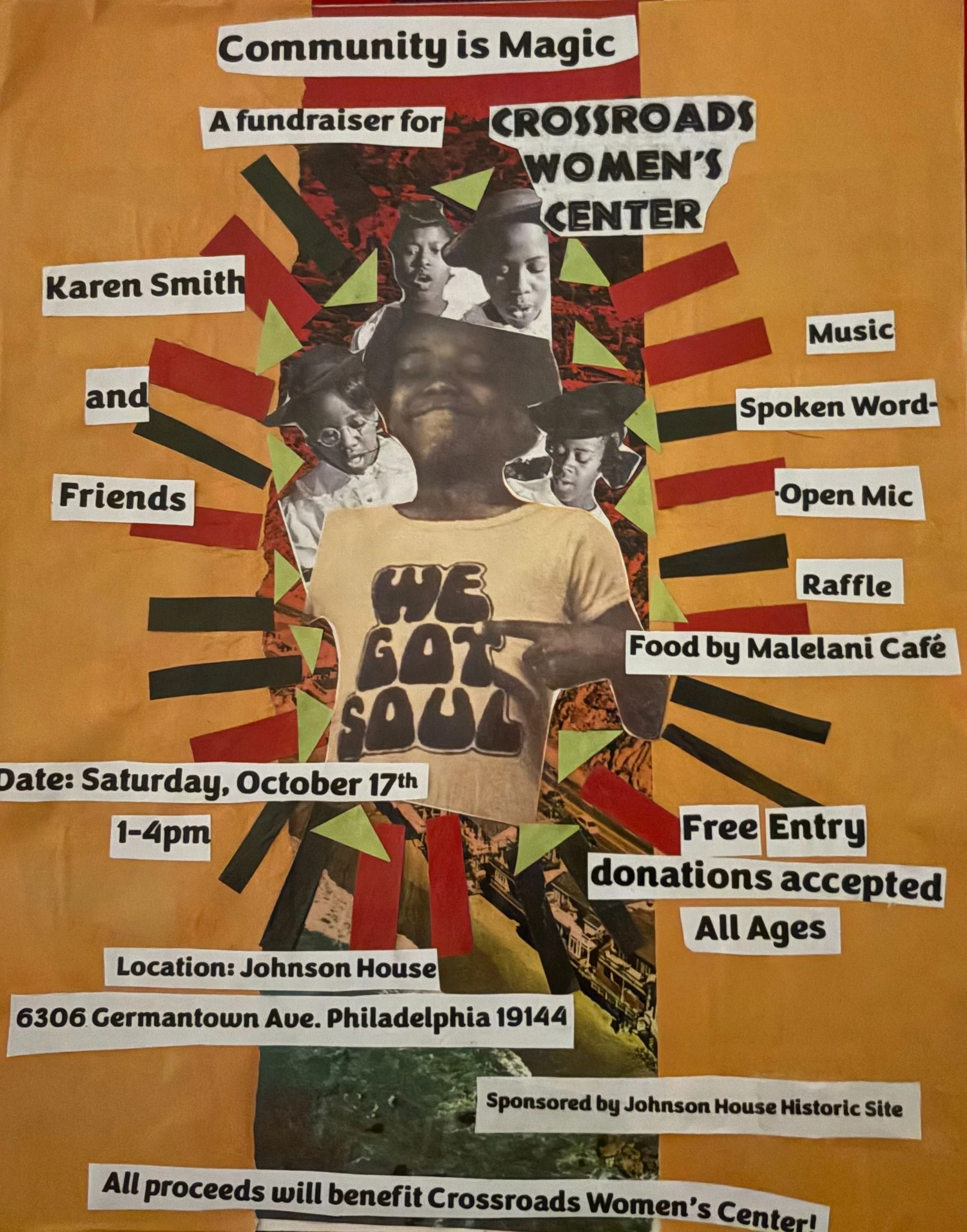 Community Is Magic flyer for the October 17 Crossroads Women’s Center fundraiser