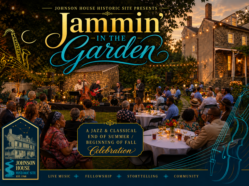 Johnson House garden and historic building